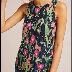 Anthropologie Blue and Black Sleeveless Blouse